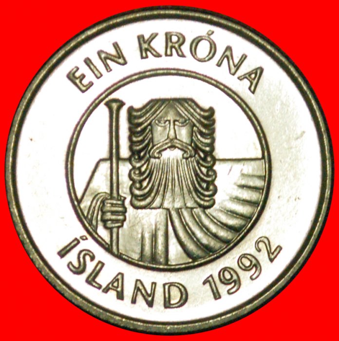  + GROSSBRITANNIEN FISCH (1989-2011): ISLAND ★ 1 KRONA 1992  VZGL STEMPELGLANZ! OHNE VORBEHALT!   