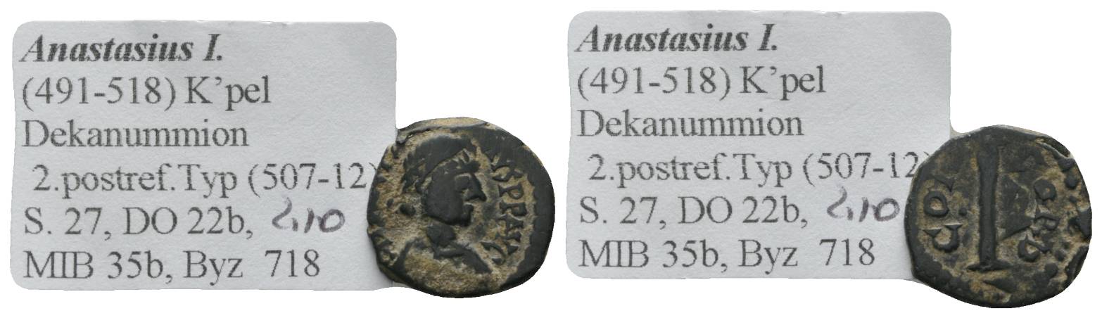  Antike, Byzanz, Kleinbronze; 2,10 g   