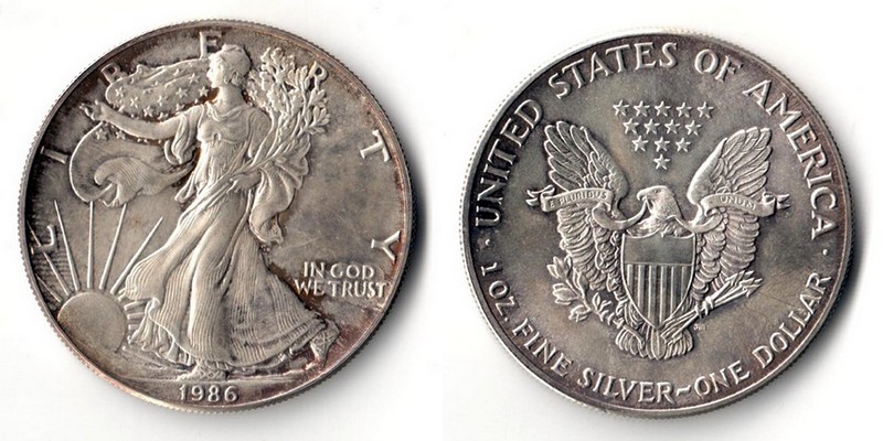  USA  1 Dollar  1986 American Eagle  FM-Frankfurt   Feinsilber: 31,1g   