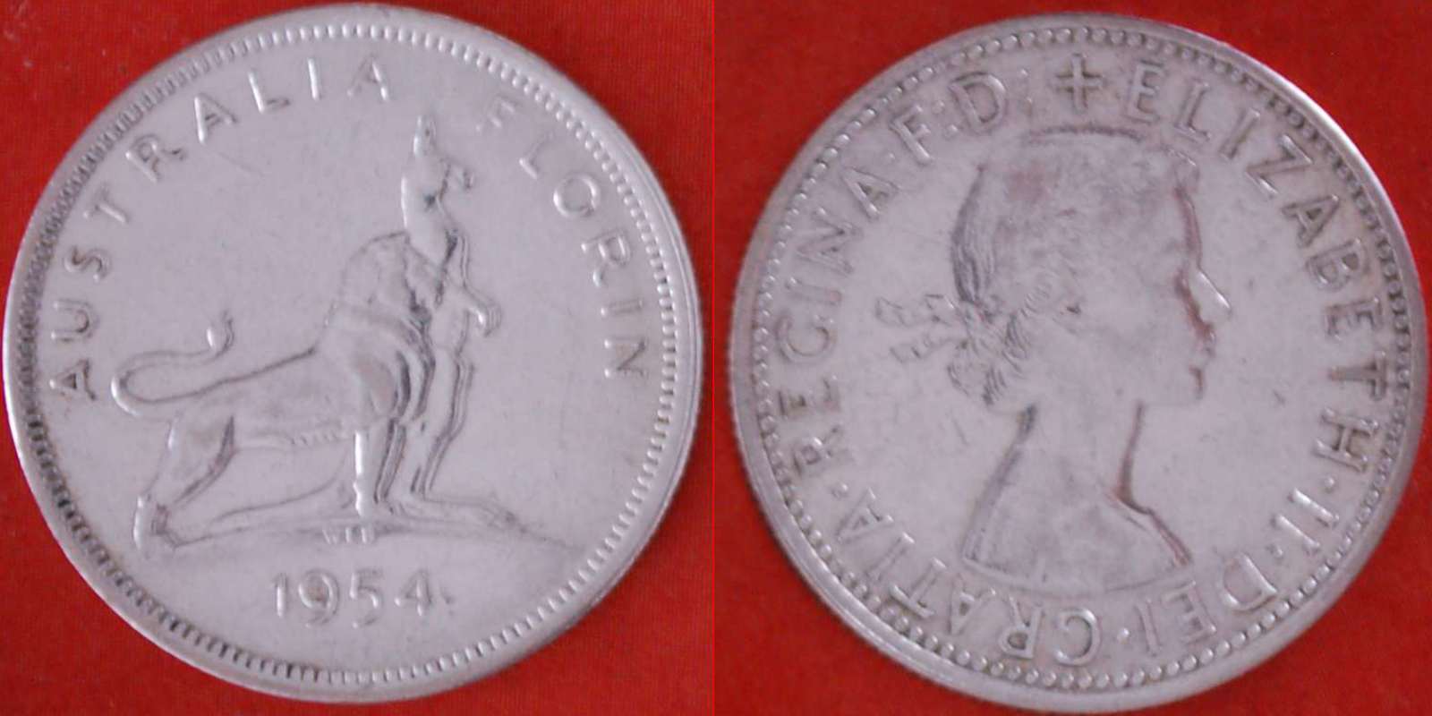  * KÖNIGLICHER BESUCH * AUSTRALIEN ★ SILBER FLORIN 1954! OHNE VORBEHALT!   