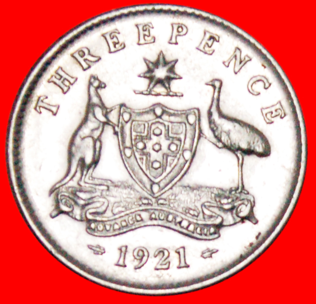  + SELTEN JAHR * AUSTRALIEN ★ SILBER 3 PENCE 1921 (OHNE MINT MARK 'M')! OHNE VORBEHALT!   