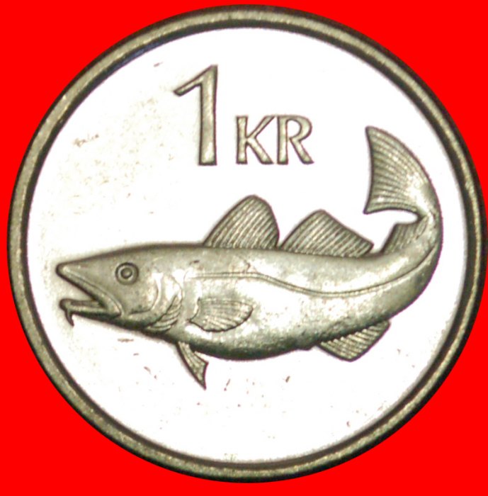 + GREAT BRITAIN FISH (1989-2011): ICELAND ★ 1 KRONE 1996 MINT LUSTER! LOW START ★ NO RESERVE!