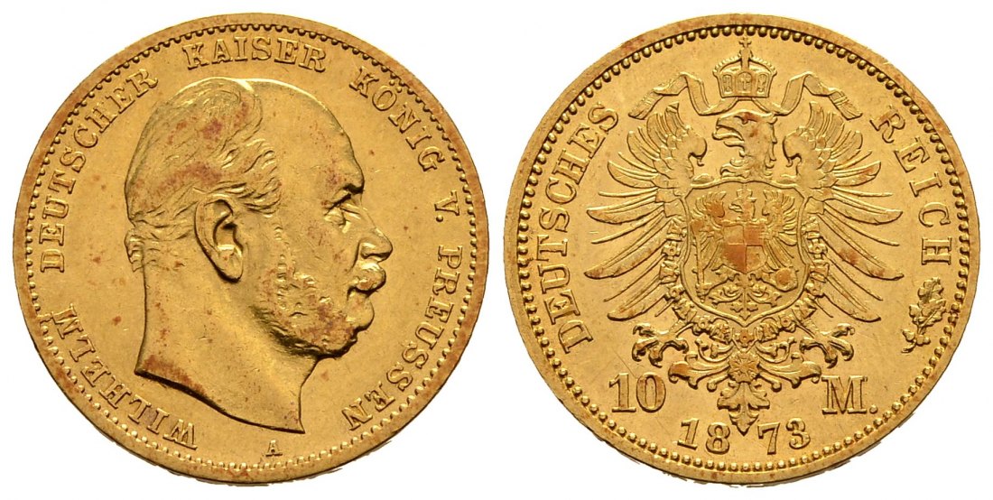 PEUS 2434 Preußen - Kaiserreich 3,58 g Feingold. Wilhelm I. (1861 - 1888) 10 Mark GOLD 1873 A Sehr schön