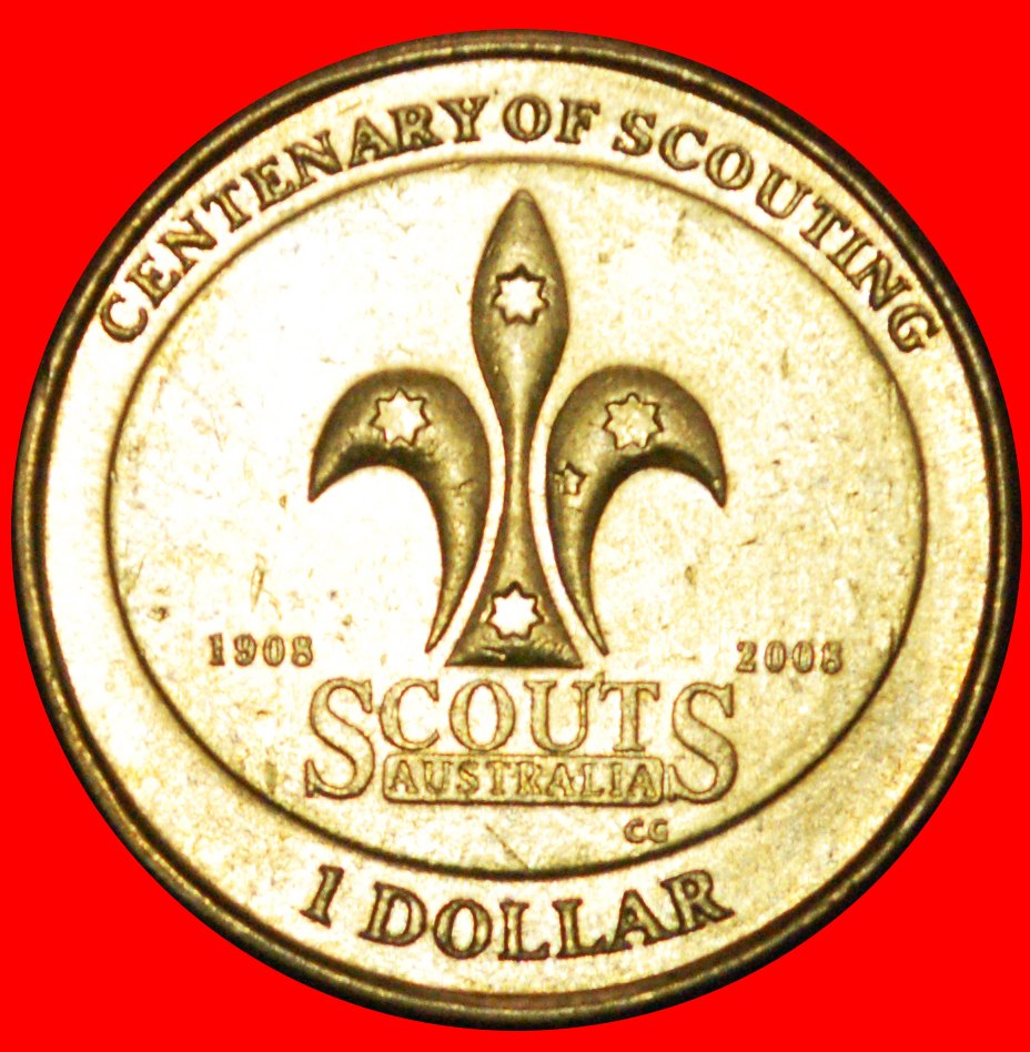  + SOUTHERN CROSS AND SCOUTS 1908: AUSTRALIA ★ 1 DOLLAR 2008 MINT LUSTER! LOW START ★ NO RESERVE!   