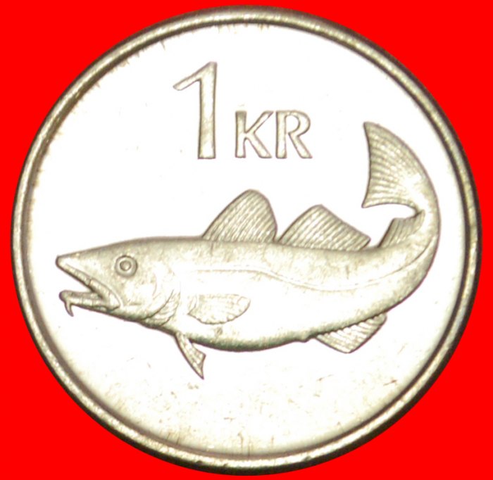 + GREAT BRITAIN FISH (1989-2011): ICELAND ★ 1 KRONE 2003 MINT LUSTER! LOW START ★ NO RESERVE!