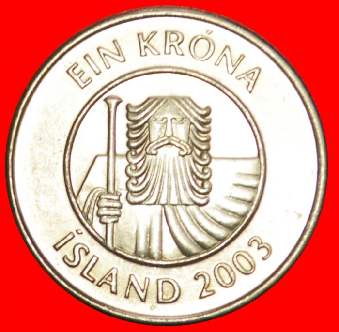  + GROSSBRITANNIEN FISCH (1989-2011): ISLAND ★ 1 KRONA 2003 VZGL STEMPELGLANZ! OHNE VORBEHALT!   