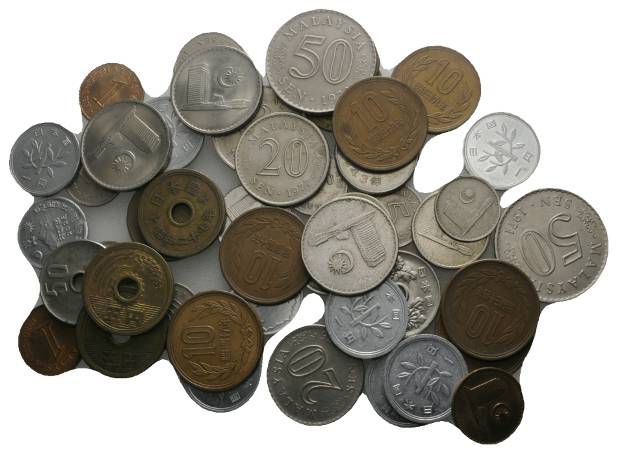  Malaysia, Japan; diverse Kleinmünzen   