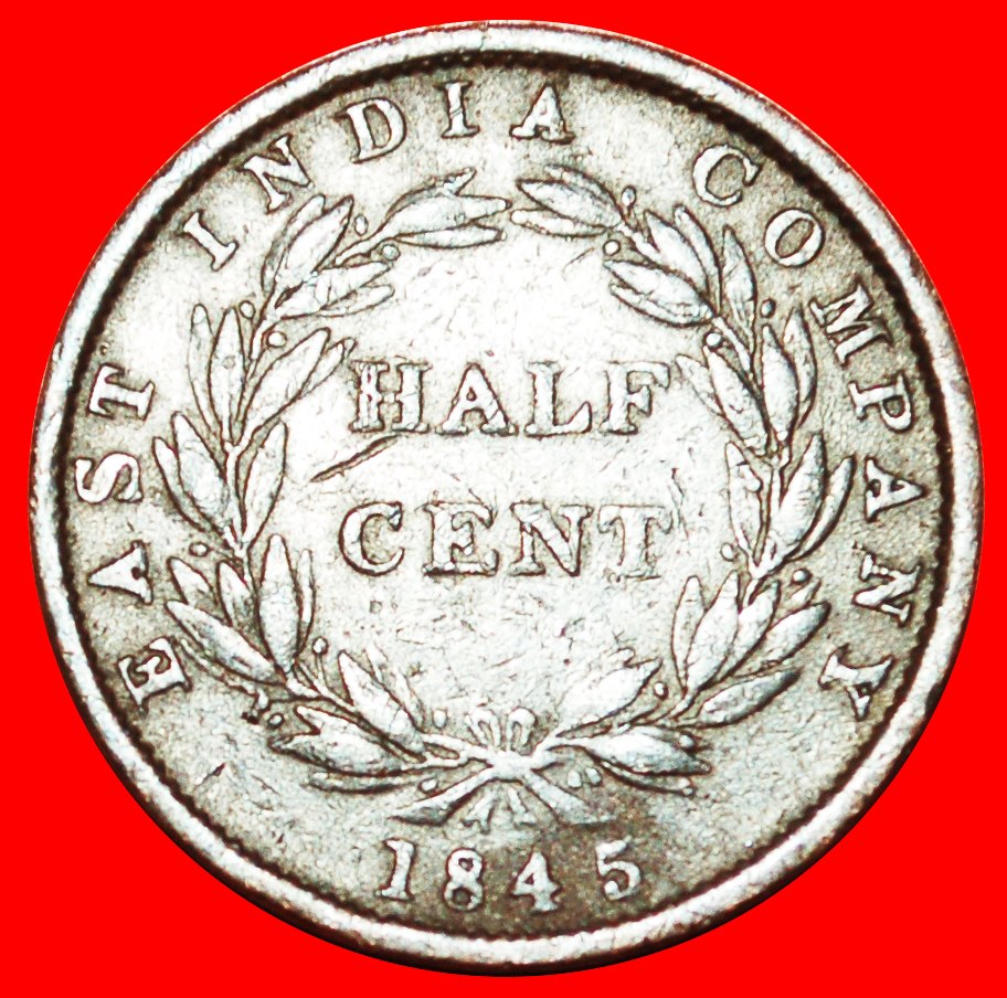  √ KÖNIGIN VICTORIA: STRAITS SETTLEMENTS ★ 1/2 CENT 1845 UNGEWÖHNLICH! OHNE VORBEHALT!   