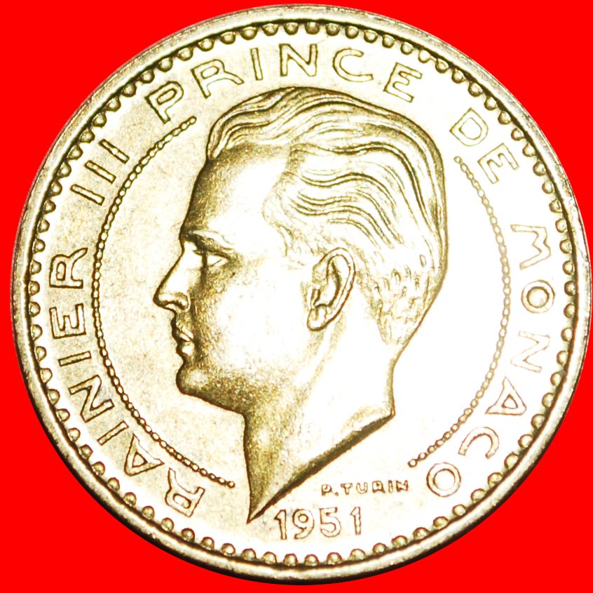  + FRANKREICH (1950-1951): MONACO ★ 20 FRANCS 1951! OHNE VORBEHALT! Rainier III. (1949-2005)   