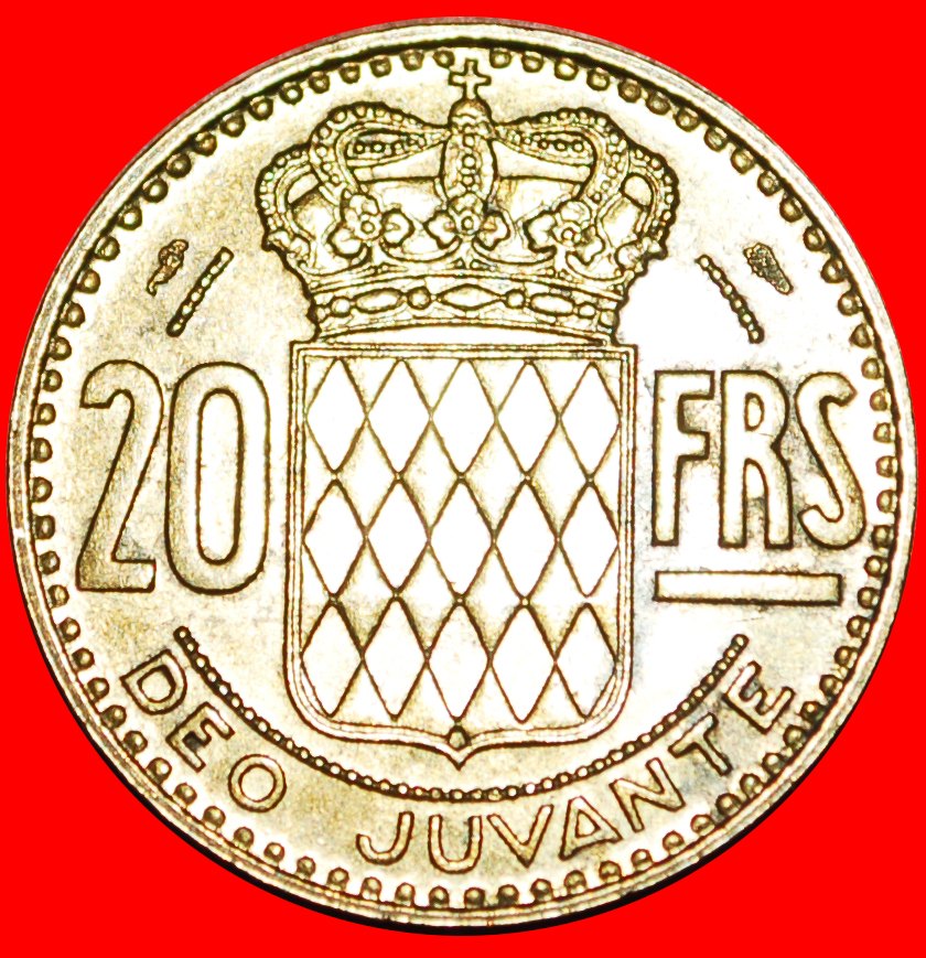  + SHIELD: MONACO ★ 20 FRANCS 1951! LOW START ★ NO RESERVE! Rainier III (1949-2005)   