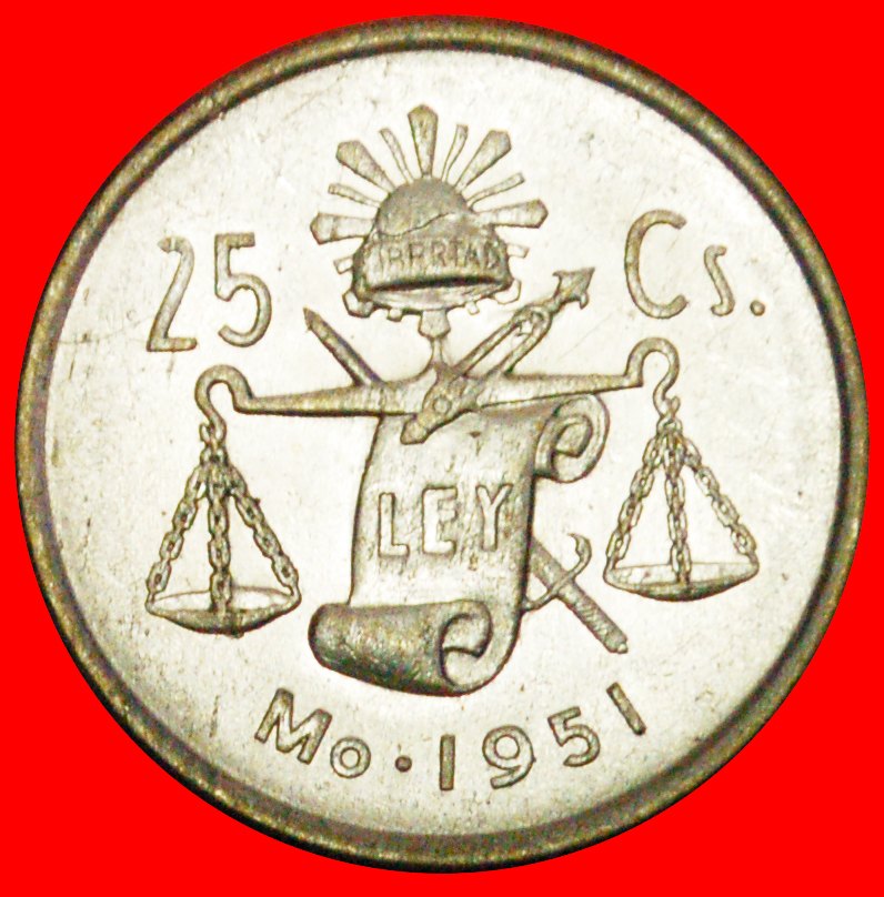  + WAAGE (1950-1953): MEXIKO ★ 25 CENTAVOS 1951 SILBER! OHNE VORBEHALT!   