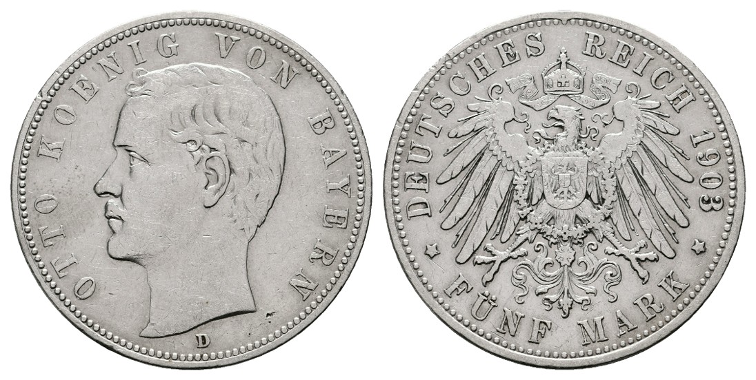  Linnartz KAISERREICH Bayern Otto 5 Mark 1903 D ss   