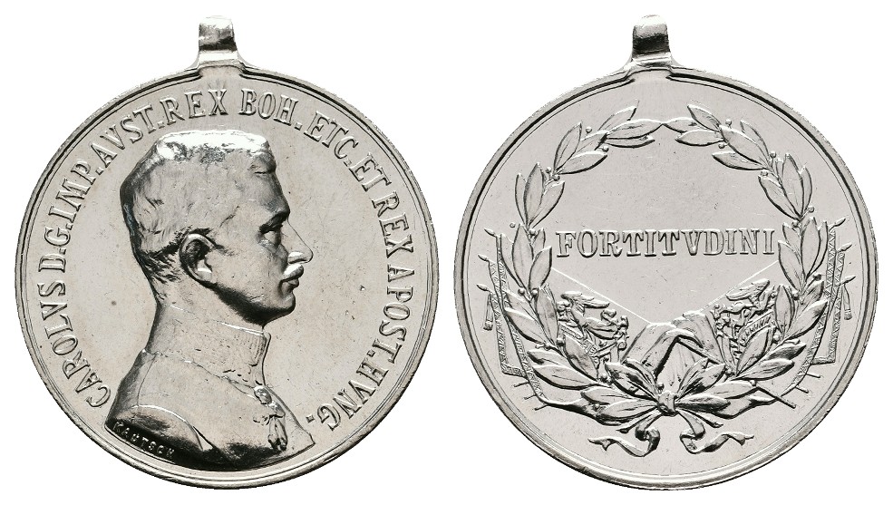  Linnartz Österreich Karl I. Silberne Tapferkeitsmedaille (H.Kautsch) o.J. vz Gewicht: 17,3g   