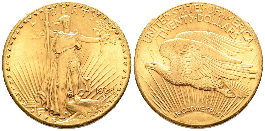 PEUS 2516 USA 30,1 g Feingold 20 Dollars GOLD 1928 Sehr schön