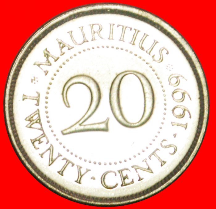  + PORTRAIT (1987-2016): MAURITIUS ★ 20 CENTS 1999 MINT LUSTER! LOW START ★ NO RESERVE!   