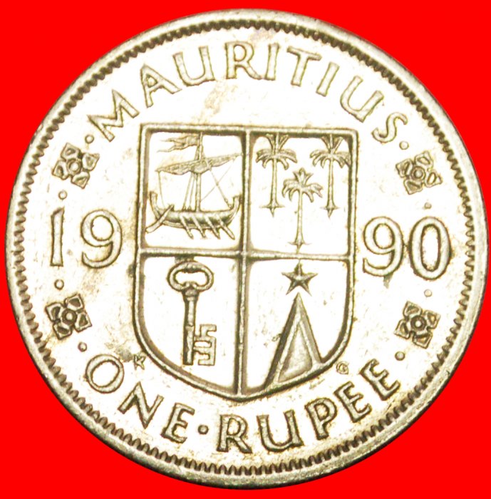  + SCHIFF (1987-2016): MAURITIUS ★ 1 RUPEE 1990! OHNE VORBEHALT!   