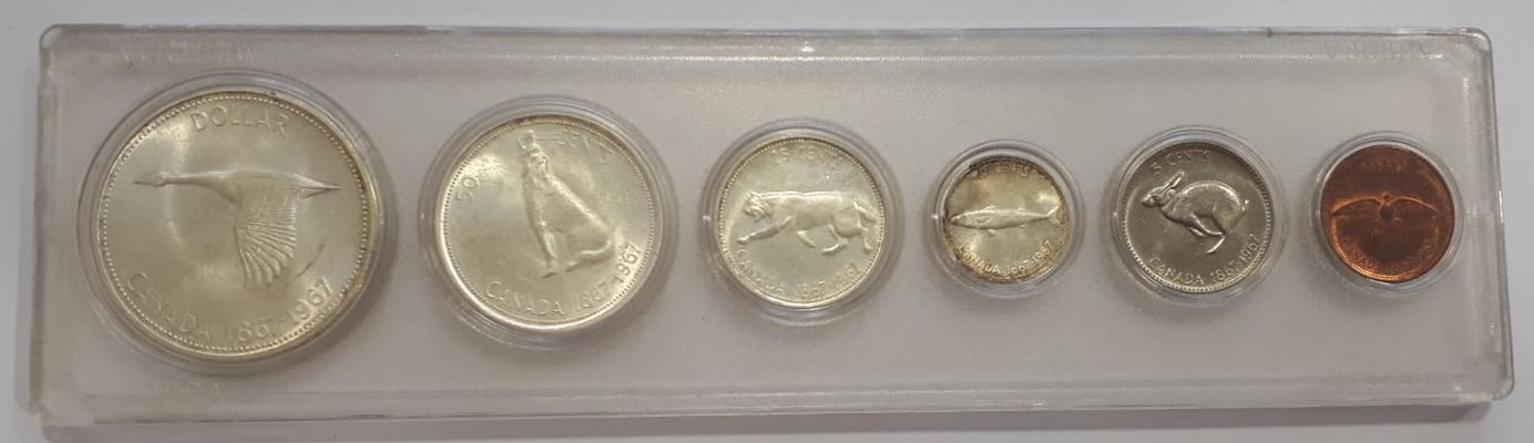  Kanada    Kursmünzensatz  1967    FM-Frankfurt Feingewicht: insg. 34,50g Silber   