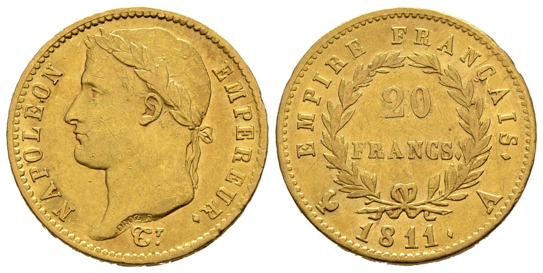 PEUS 2547 Frankreich 5,81 g Feingold. Napoleon I. (1804 - 1814) 20 Francs GOLD 1811 A Sehr schön