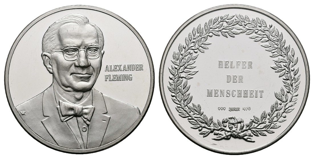  Linnartz BRD Silbermedaille 1978 Alexander Fleming PP- Gewicht: 34,5g/999er   