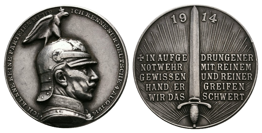  Linnartz 1. Weltkrieg Silbermedaille 1914 (Galambos/Grünthal) ss-vz Gewicht: 18,4g/990er   