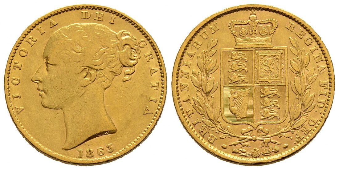 PEUS 2549 Grossbritannien 7,32 g Feingold. Victoria (1837 - 1901) Sovereign GOLD 1863 Sehr schön
