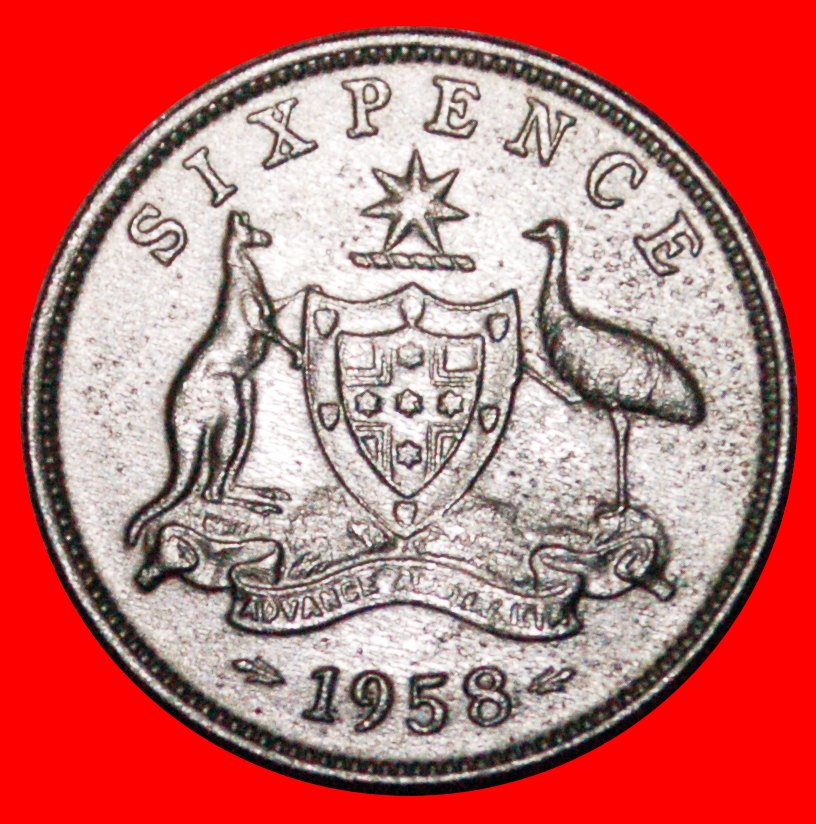  * KANGAROO (1953-1963): AUSTRALIA ★ 6 PENCE 1958 SILVER! LOW START ★ NO RESERVE!   