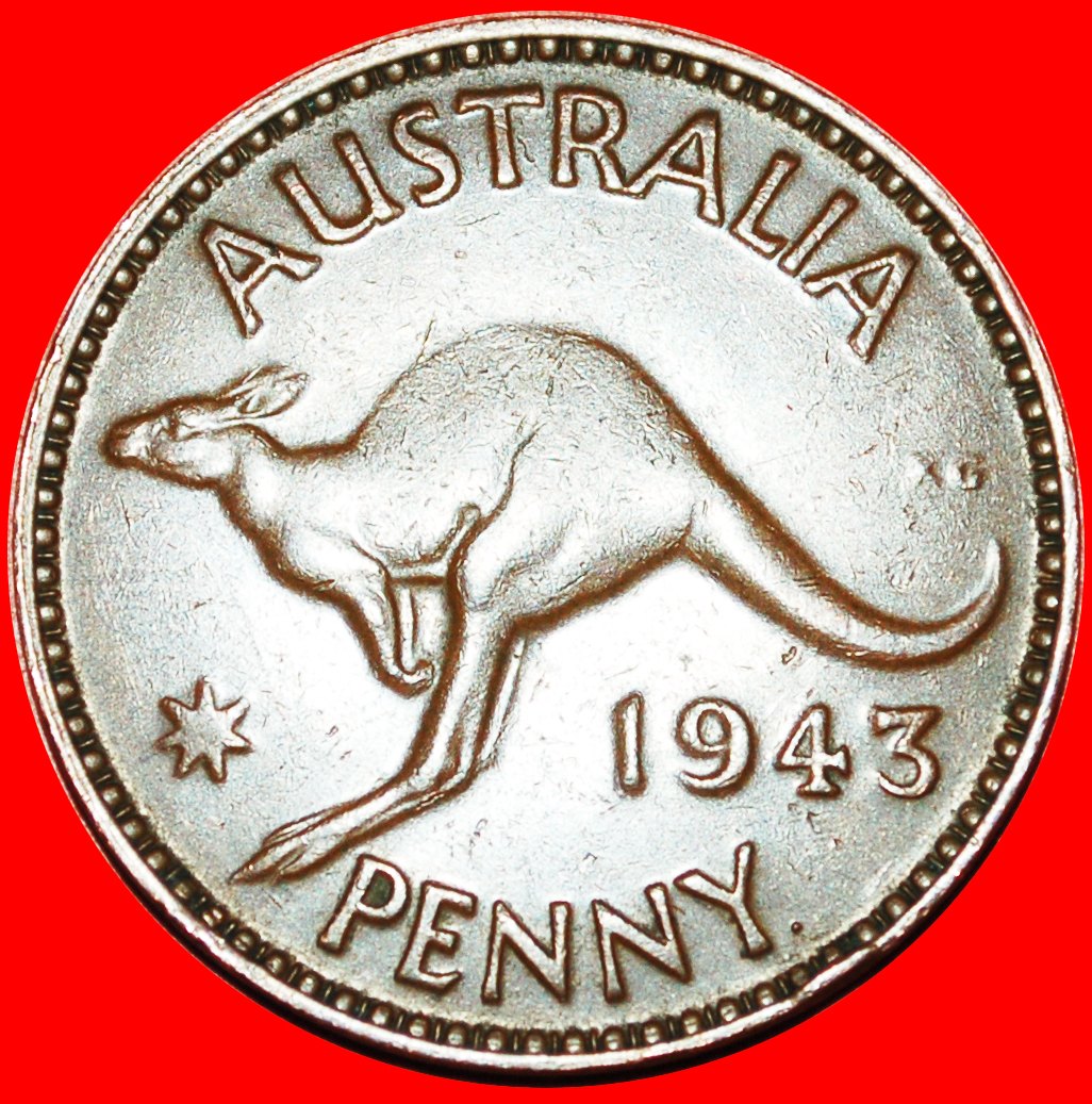+ Georg VI. (1937-1952): AUSTRALIEN ★ PENNY 1943! KÄNGURU LINKS! OHNE VORBEHALT!