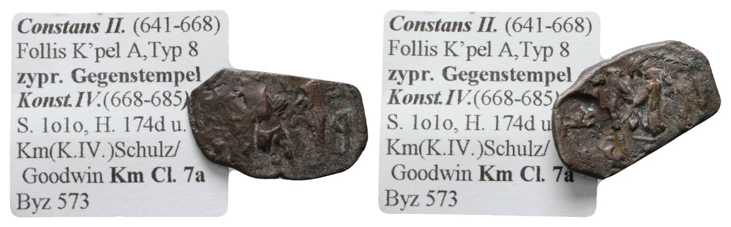  Antike, Byzanz, Bronze, mit Gegenstempel; 3,92 g   