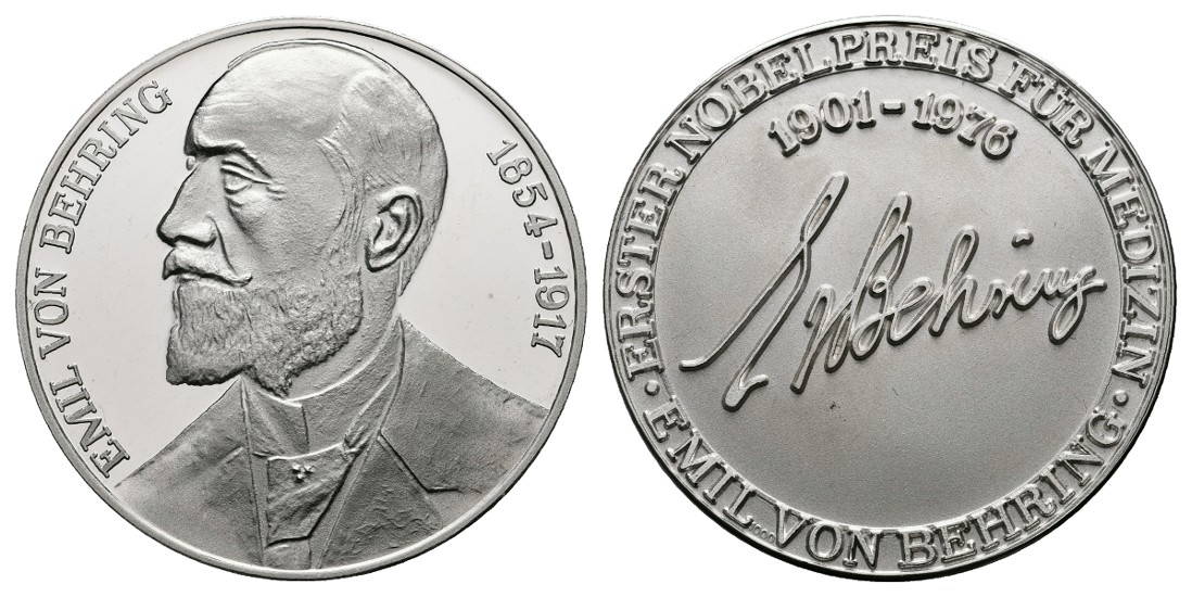  Linnartz Emil von Behring Silbermedaille 1.Nobelpreis für Medizin PP Gewicht: 26,1g   