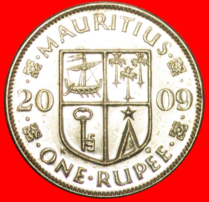  + SHIP (1987-2016): MAURITIUS ★ 1 RUPEE 2009 MINT LUSTER! LOW START ★ NO RESERVE!   