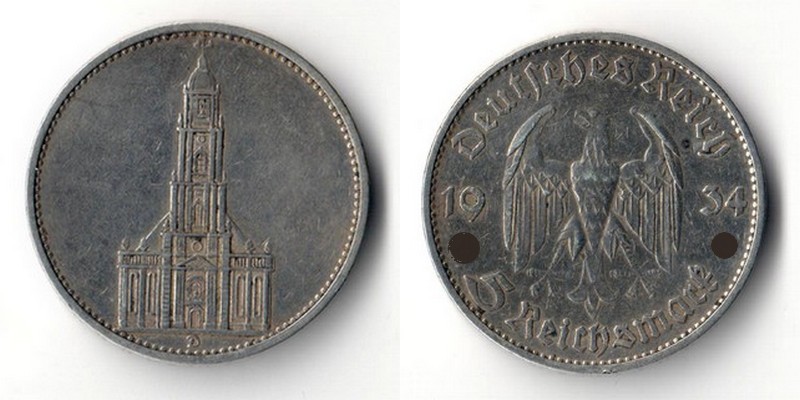  Deutschland, Drittes Reich  5 Reichsmark  1934 D  FM-Frankfurt  Feinsilber: 12,5g   