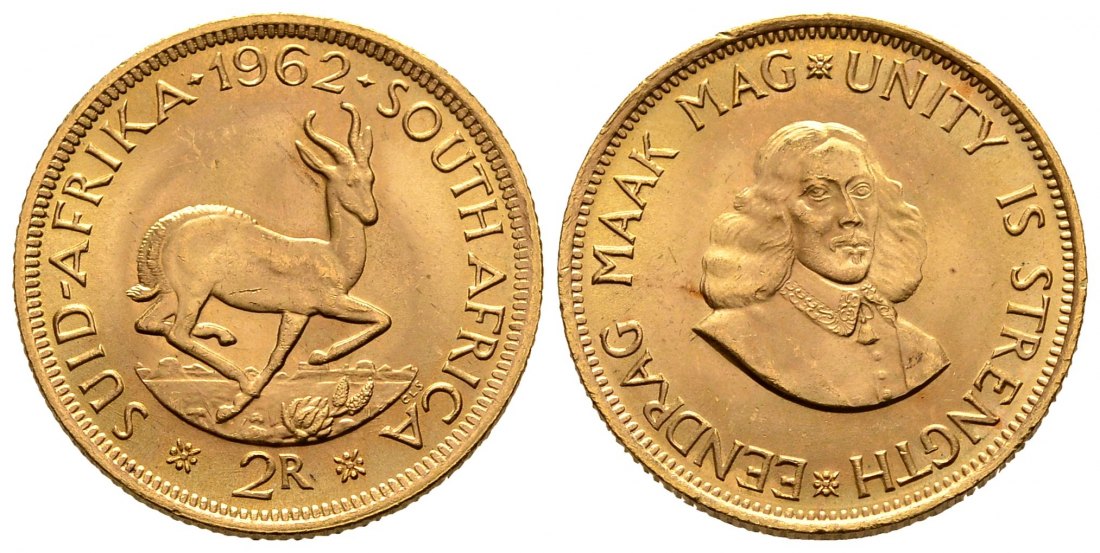 PEUS 2582 Südafrika 7,32 g Feingold 2 Rand GOLD 1962 Kl. Randfehler, Vorzüglich
