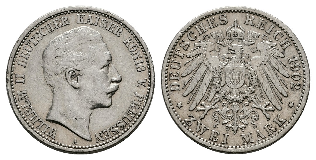  Linnartz KAISERREICH Preussen Wilhelm II. 2 Mark 1902   