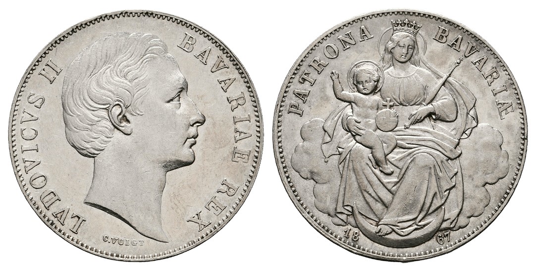  Linnartz KAISERREICH Bayern Ludwig II. Madonnentaler 1867 vz   