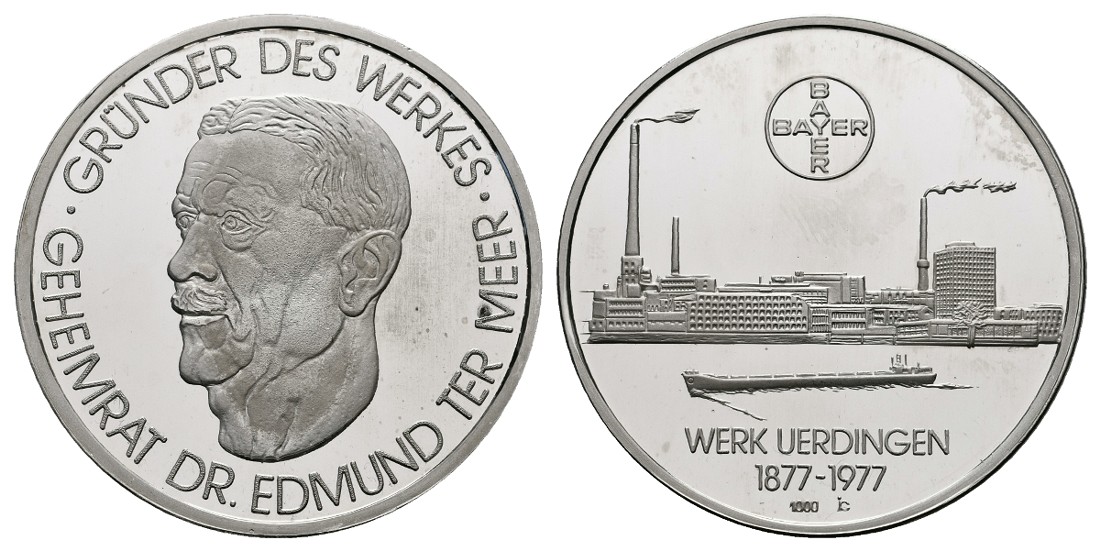  Linnartz Edmund ter Meer Silbermedaille 1977 Bayer Werk Uerdingen PP Gewicht: 26,2g/1.000er   