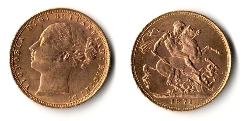Grossbritannien  Sovereign   1871 MM-Frankfurt Feingold: 7,32g Victoria  1837-1901  