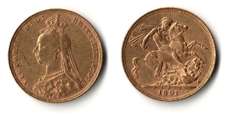 Grossbritannien  Sovereign  1891 MM-Frankfurt Feingold: 7,32g Victoria 1837-1901  