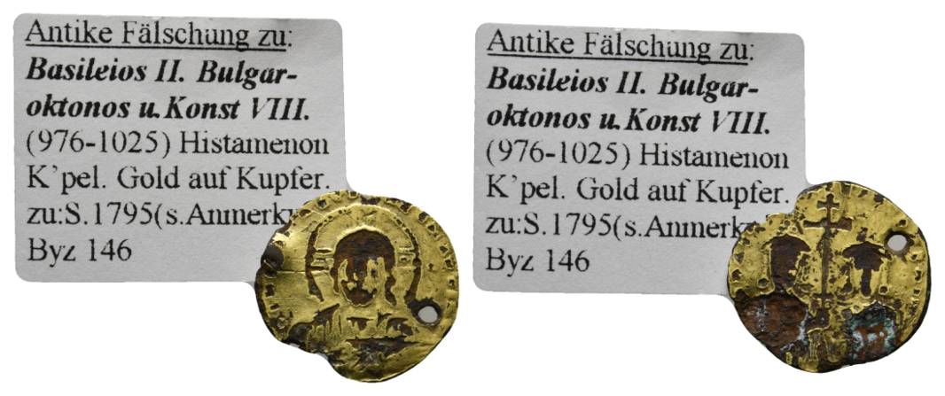  Antike, Byzanz, Gold auf Kupfer, antike Fälschung; 2,01 g   