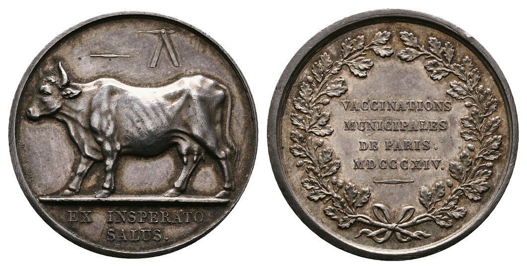  Linnartz Frankreich Medicina in nummis Silbermedaille 1814 Impfprämie Gewicht: 16,0g   
