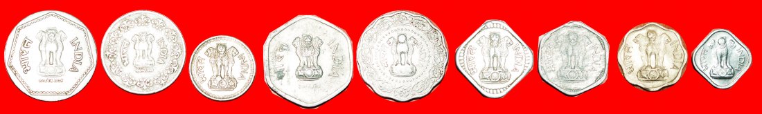  + SET 9 COINS: INDIA ★ 1-2-3-5-10-20-25-50 PAISE  - 1 RUPEE TYPE 1964-1991! LOW START ★ NO RESERVE!   