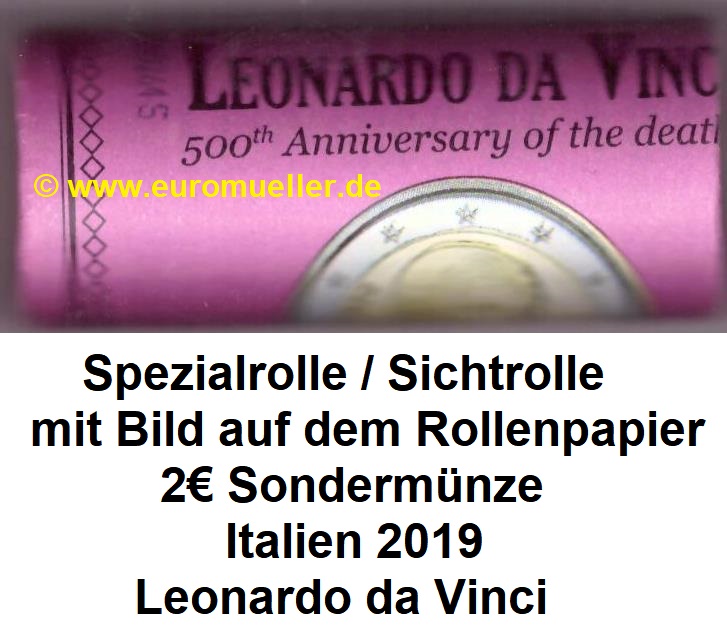 Italien Specialrolle 2 Euro Gedenkmünze 2019...L. da Vinci   