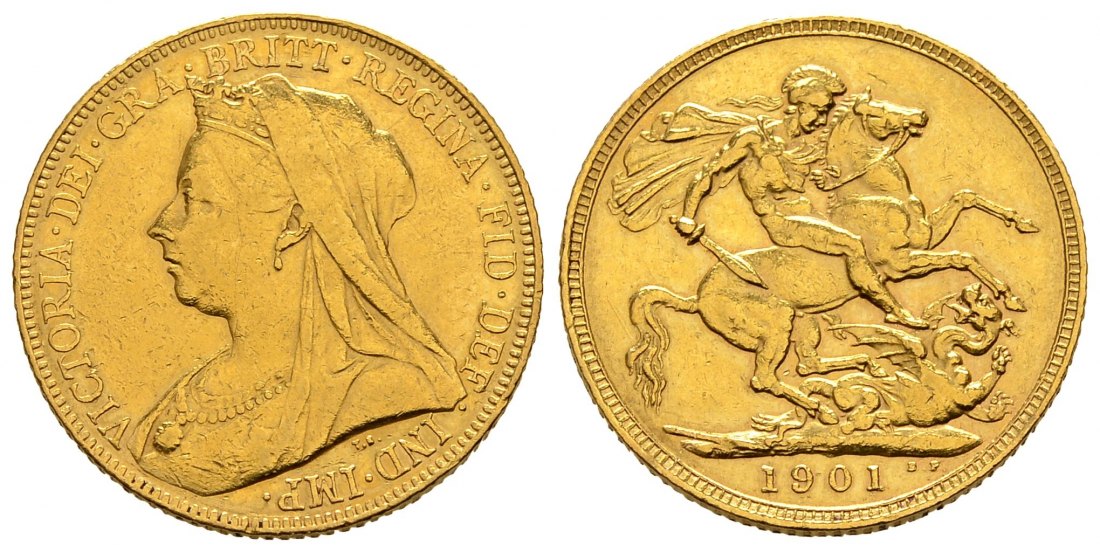 PEUS 2673 Großbritannien 7,32 g Feingold. Victoria ( 1837 - 1901) Sovereign GOLD 1901 Sehr schön