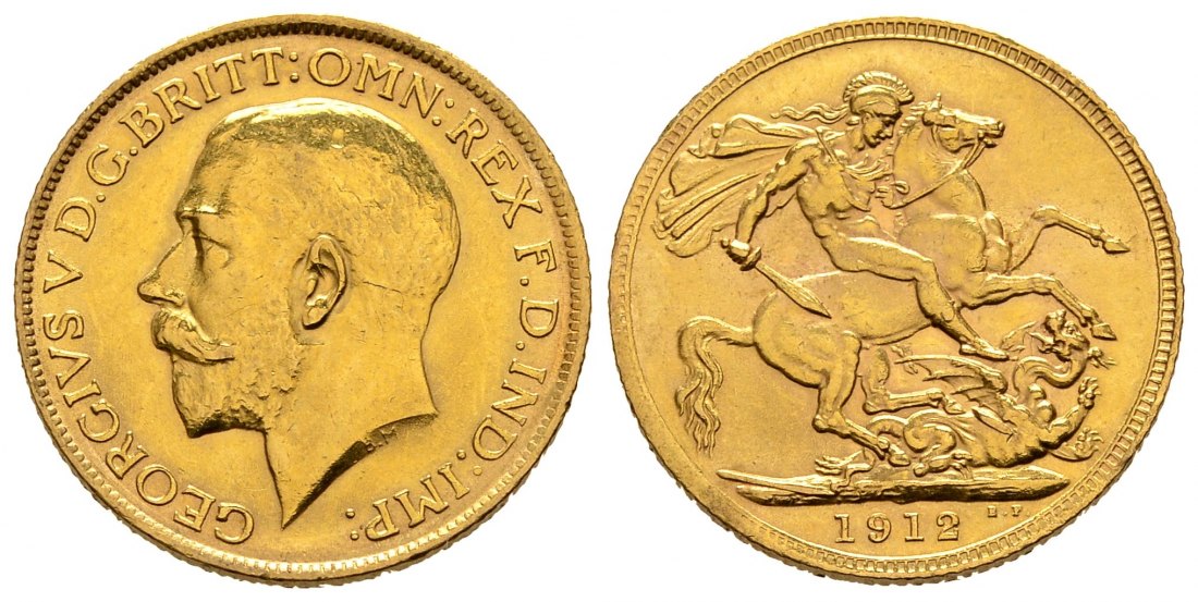 PEUS 2674 Grossbritannien 7,32 g Feingold. Georg V. (1910 - 1936) Sovereign GOLD 1912 Kratzer, Sehr schön