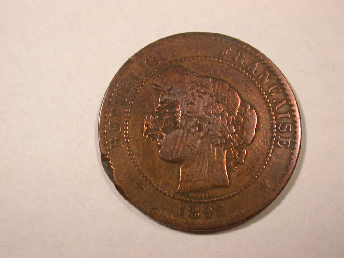 D01 Frankreich 10 Centime 1892 g.Belegexemplar Orginalbilder