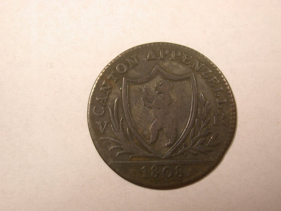D01 Schweiz Appenzell 1 Batzen 1808 in f.schön Orginalbilder