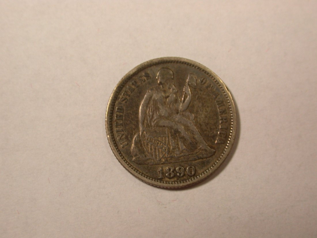 D01 USA 1 Dime 1890 in ss/ss+ Orginalbilder