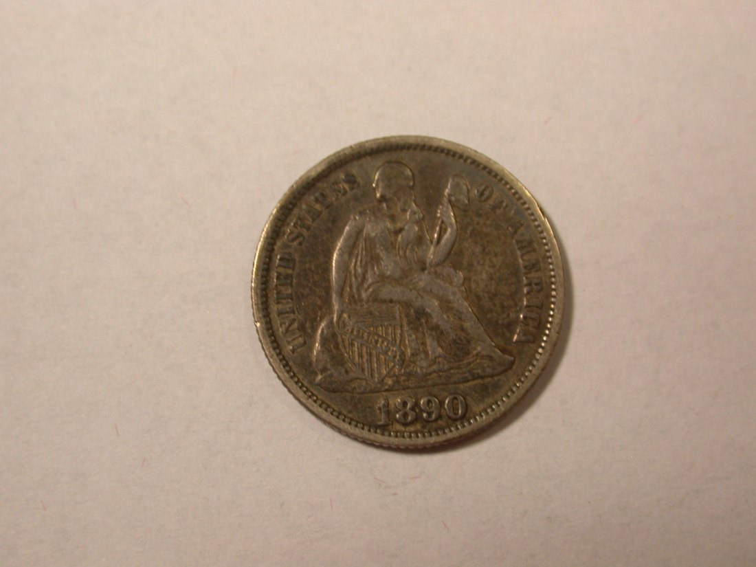  D01 USA 1 Dime 1890 in ss/ss+  Orginalbilder   