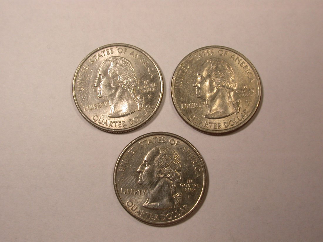  D01 USA 3 x Quarter 2000, 01 und 03 Gedenkmünzen Staaten in vz-st   Orginalbilder   