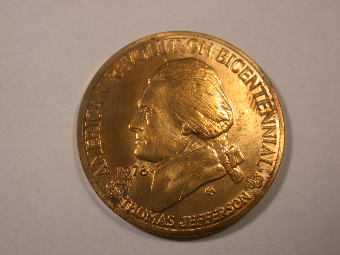 D02 USA Jefferson 1776-1976 Medaille 38mm/25,5 Gr. Orginalbilder