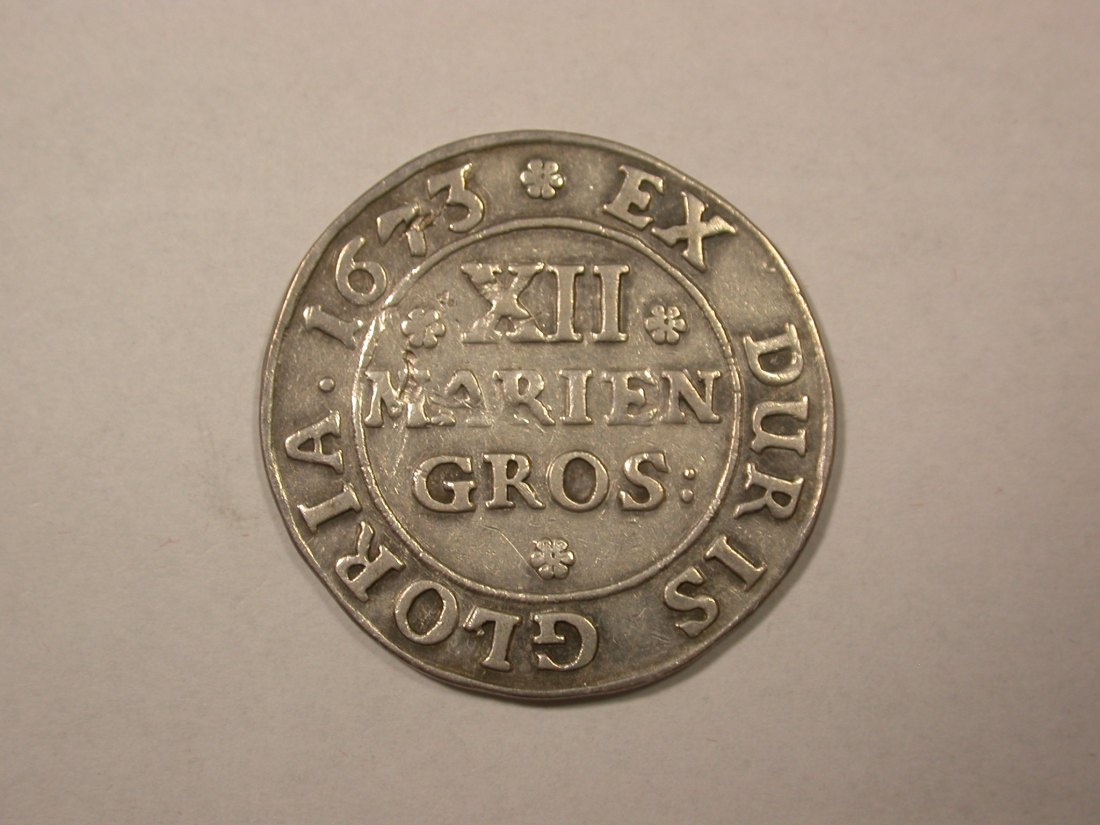 D02 Braunschweig 12 Mariengroschen 1673 in sehr schön Orginalbilder